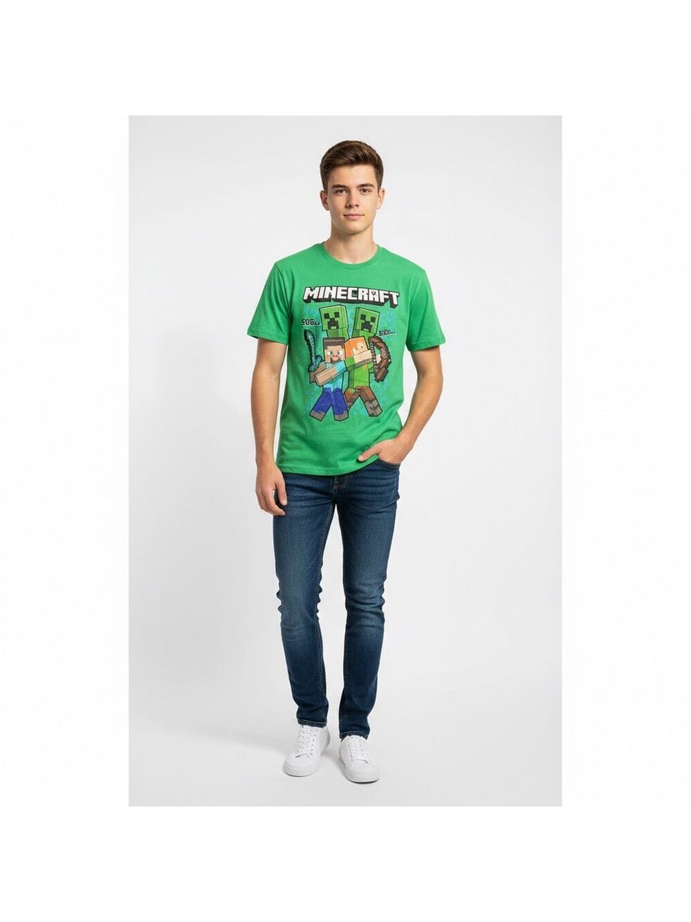 Boys Minecraft Green Short Sleeve Tee - Size XXL